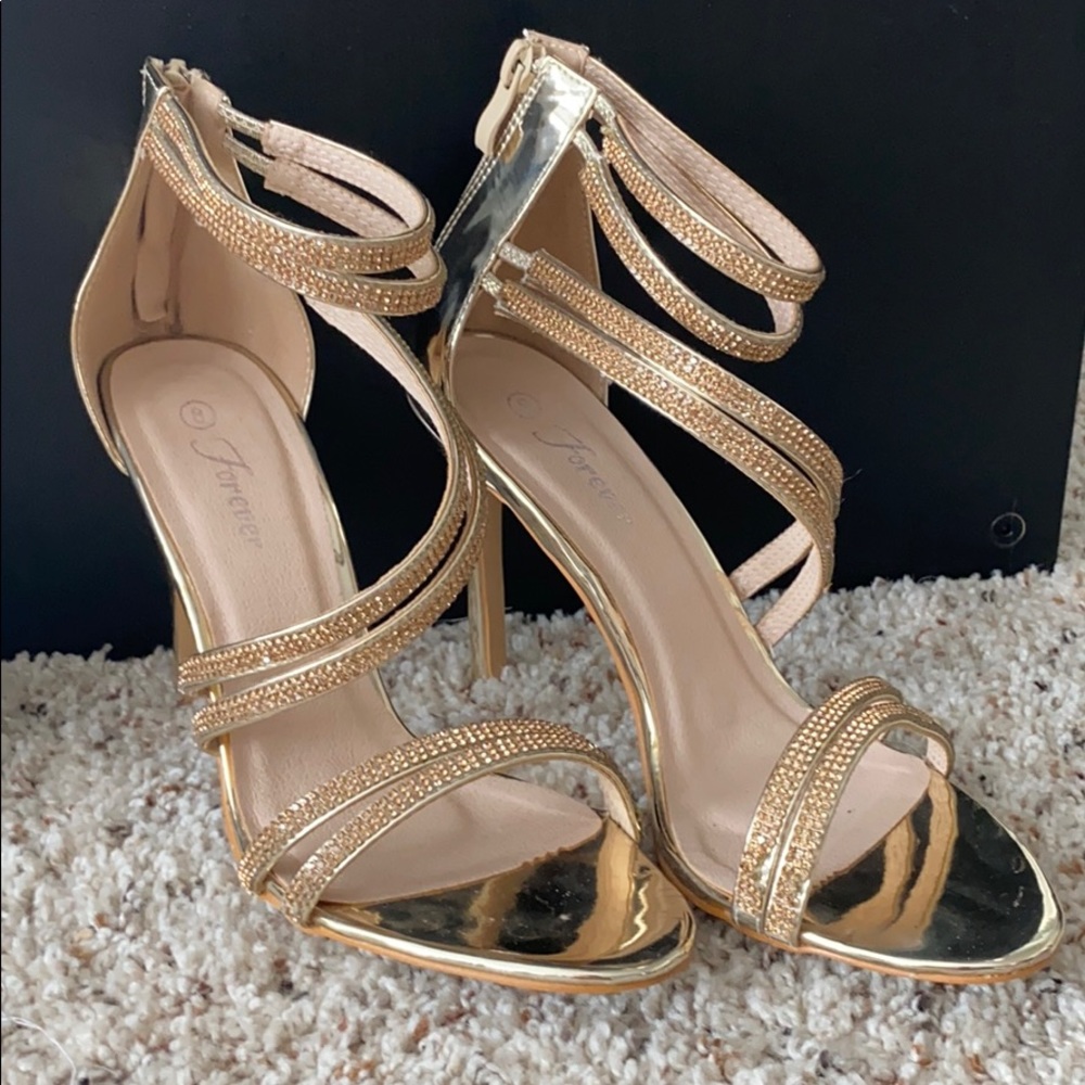 Gold wrap rhinestone heels